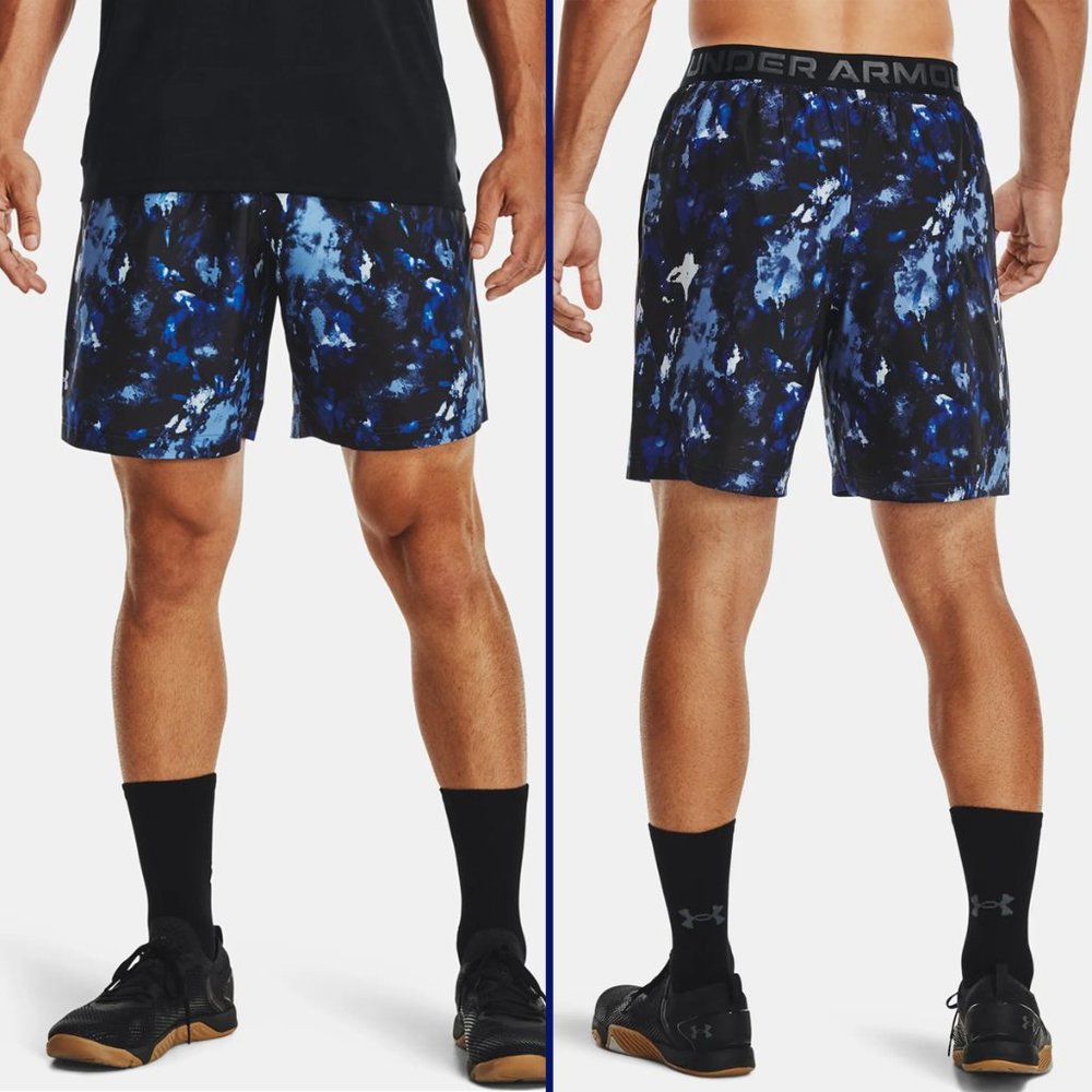 UNDER ARMOUR Men's Blue & Black Adapt Moisture Wicking PullOn Workout Shorts NWT